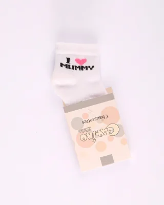 CHAUSSETTE F/G I LOVE DADDY/MOMMY CARINO25 T0/36M